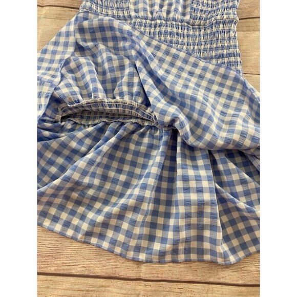 Sugar Lips Everleigh Gingham Blue And White Plaid Smoked Mini Dress - Medium - Picture 12 of 12